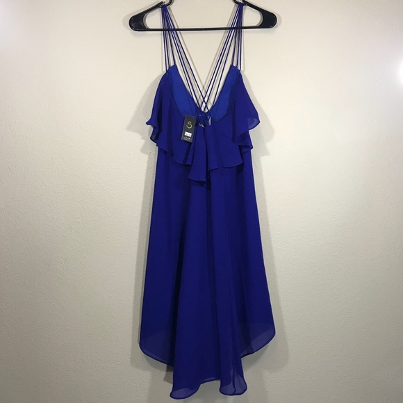 Vneck hi low spaghetti strap layered spring dress - Picture 5 of 7